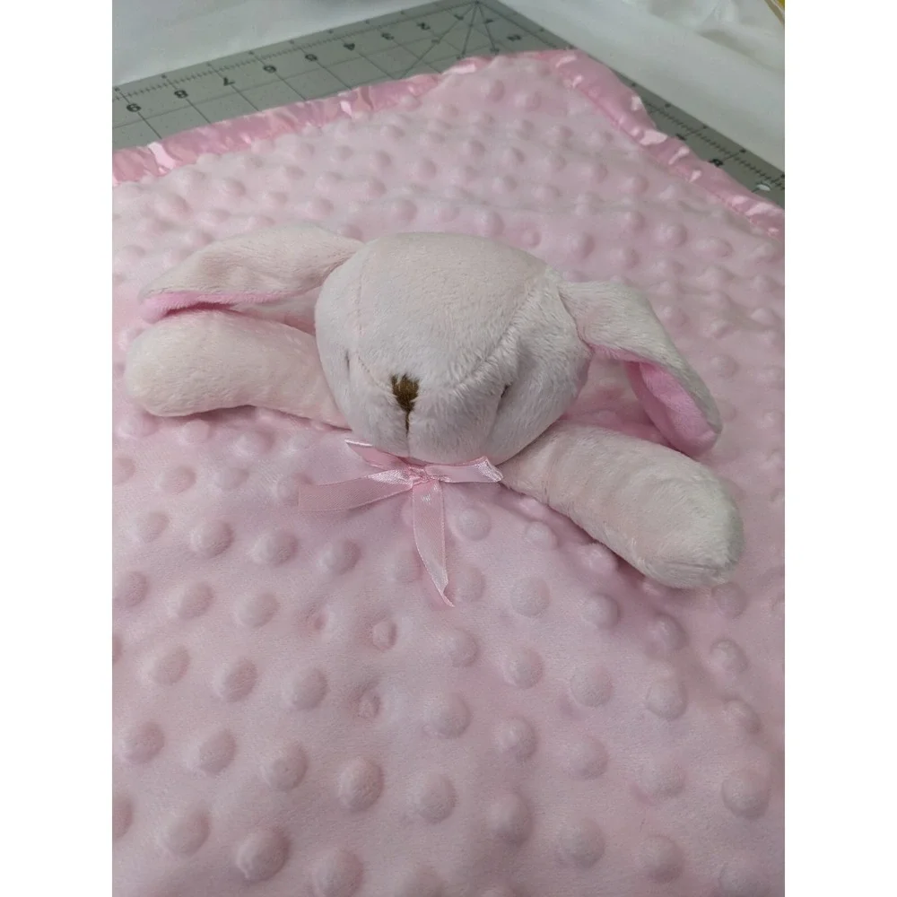 Minky‎ Dot Rabbit Lovey Pink Bunny Security Blanket Stuffed Animal Toy